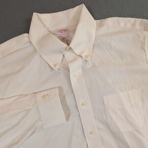 Brooks Brothers Dress Shirt Mens 16.5 32 Madison Fit Non-Iron White Button Down